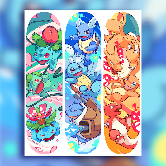 PREORDER - Poke Starters Triptych Matte Giclee Print - 16x20